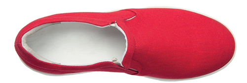 Red Linen Women Shoes On A White Background 