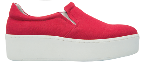 Red Linen Women Shoes On A White Background 