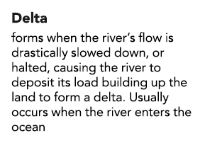Delta forms when the river’s flow is drastically slowed down, or halted, causing the river to deposit its load buildi...
