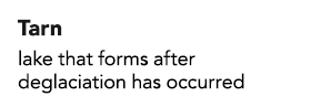 Tarn lake that forms after deglaciation has occurred